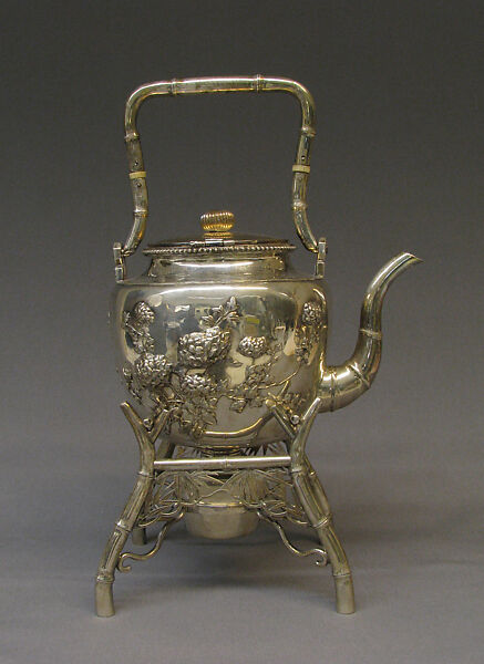 Teakettle and spirit lamp with stand, Te Chi (Chinese), Silver, Anglo-Chinese (Shanghai) 