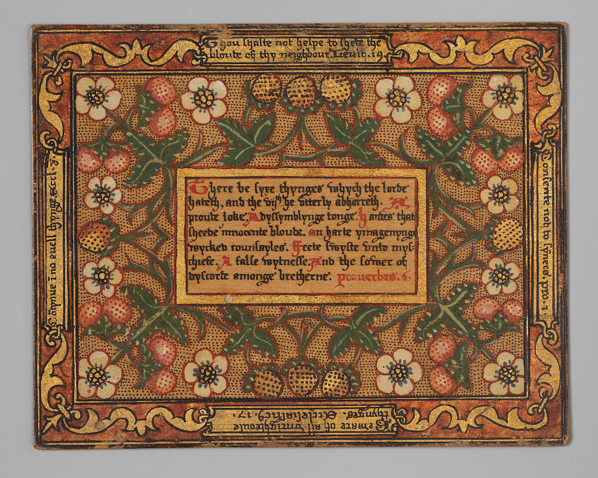 Trencher with quotation from The Governance of Virtue (1566) (one of a set), Sycamore wood, painted and gilt, British 
