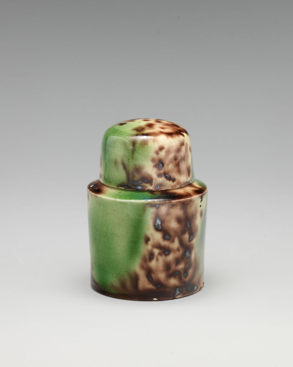 Tea caddy, Style of Whieldon type, Lead-glazed earthenware, British, Staffordshire 