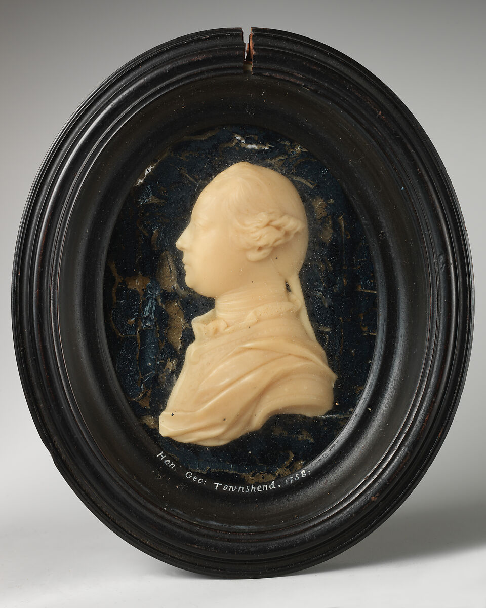George Townshend (1724–1807), Possibly by Isaac Gosset (British, St. Helier, Jersey 1713–1799 London), Colorless wax on glass painted black; frame: black wood, British 