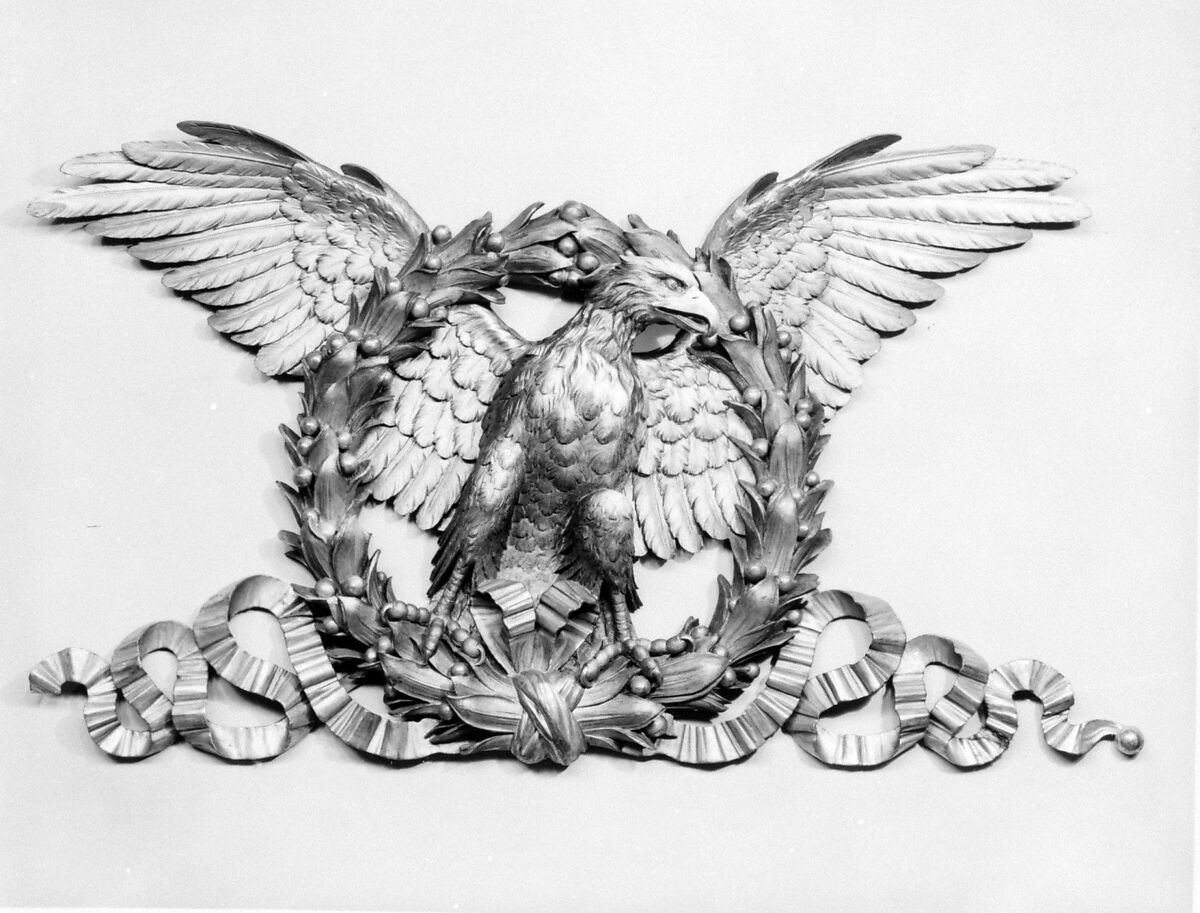Overdoor with Eagle and Laurel Wreath (one of a pair), Design attributed to Giocondo (Giuseppe) Albertolli (Italian, Bedano 1742–1839 Milan), Carved and gilded pine, Italian, Piedmont 