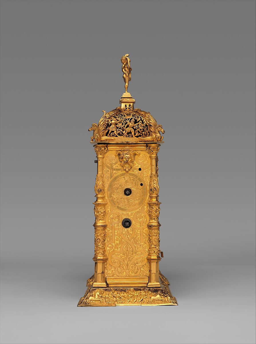 Astronomical table clock, Movement probably by Jeremias Metzger (German, ca. 1525–ca. 1597), Case and dials: gilded brass; Movement: iron, German, Augsburg