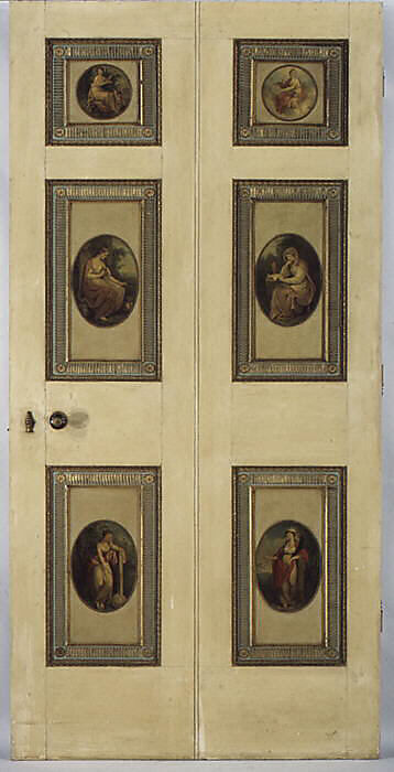 Pair of doors with scenes after Angelica Kauffman, After compositions by Angelica Kauffmann (Swiss, Chur 1741–1807 Rome), Wood, polychromed copper, gilt bronze, British 
