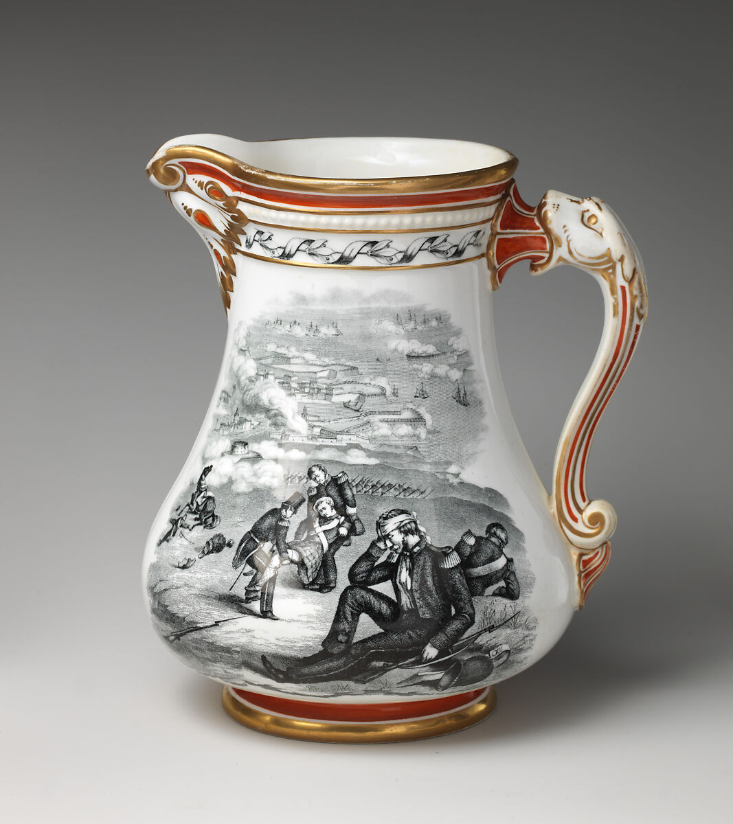 Jug, George Edward Eyre (British, 1818–1887), Porcelain, British, Burslem, Staffordshire