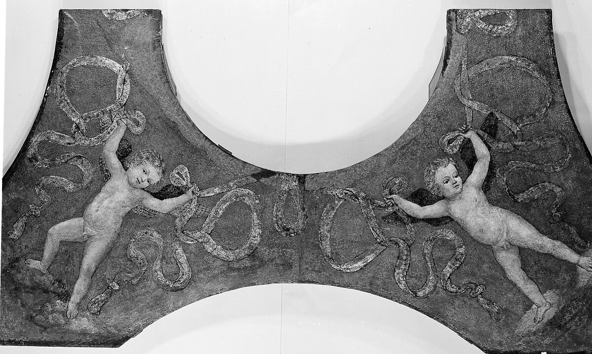 Putto with garlands, Pinturicchio (Italian, Perugia 1454–1513 Siena), Fresco, transferred to canvas and attached to wood panels, Italian, Umbria