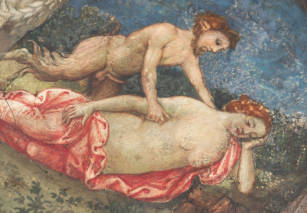 Jupiter and Antiope, Pinturicchio (Italian, Perugia 1454–1513 Siena), Fresco, transferred to canvas and attached to wood panels, Italian, Umbria