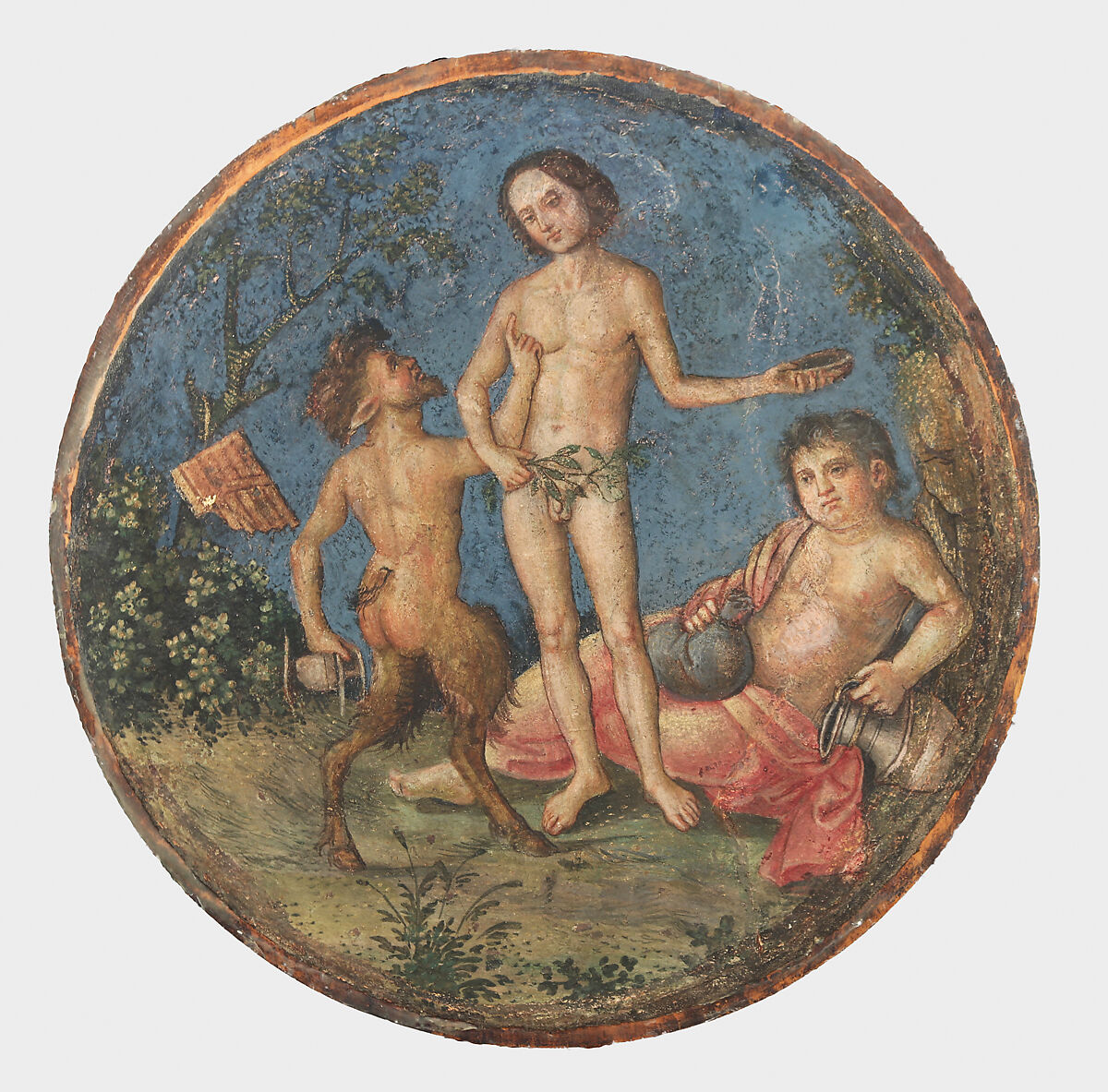 Bacchus, Pan and Silenus, Pinturicchio (Italian, Perugia 1454–1513 Siena), Fresco, transferred to canvas and attached to wood panels, Italian, Umbria 