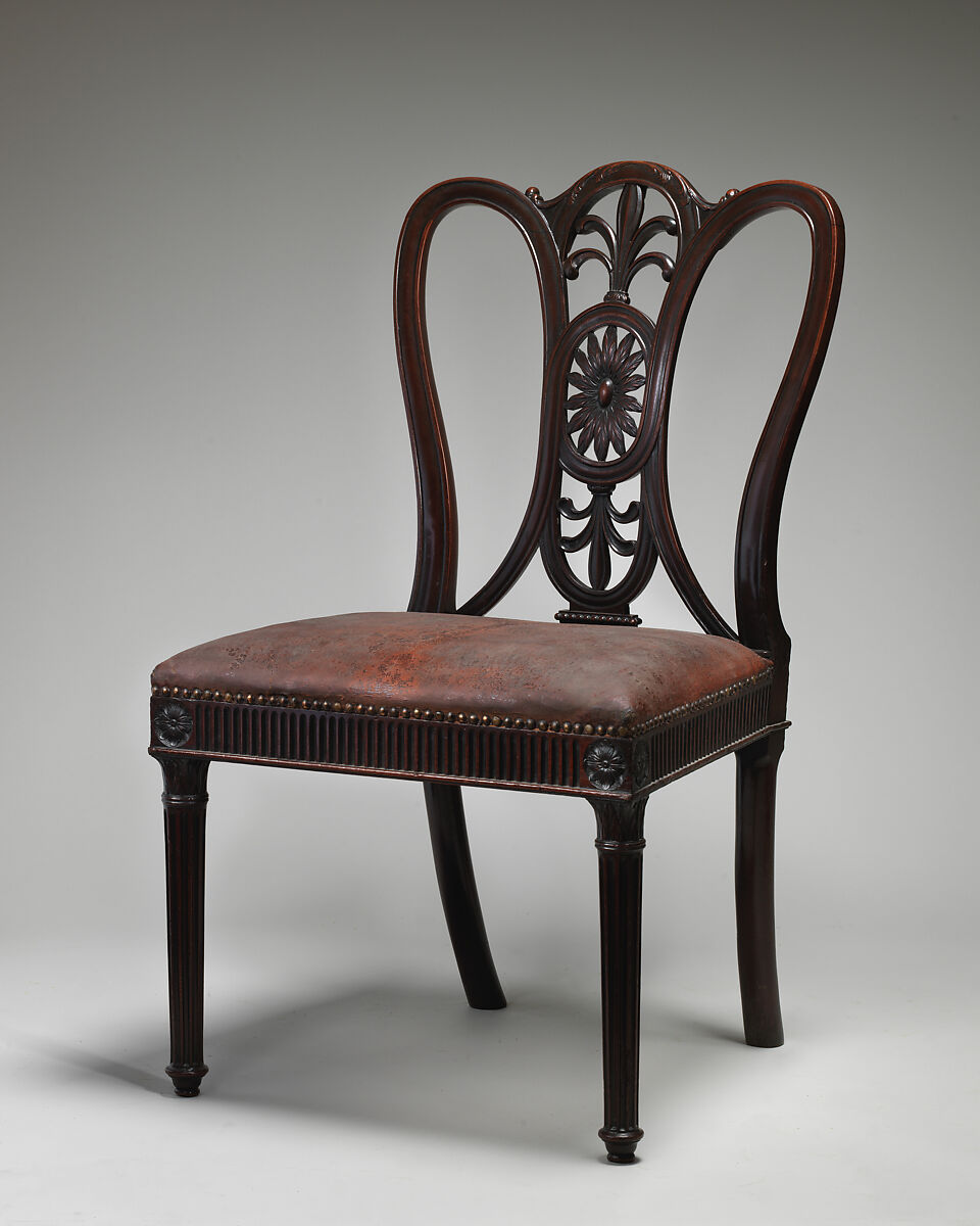Chair, James Wyatt (British, Weeford, Staffordshire 1746–1813 near Marlborough, Wiltshire), Mahogany, leather, British 