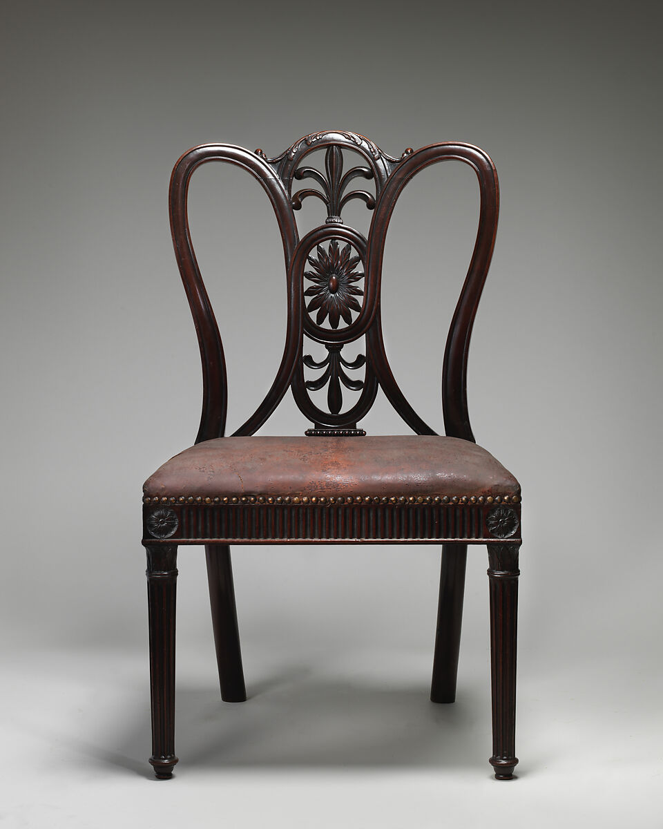 Chair, James Wyatt (British, Weeford, Staffordshire 1746–1813 near Marlborough, Wiltshire), Mahogany, leather, British