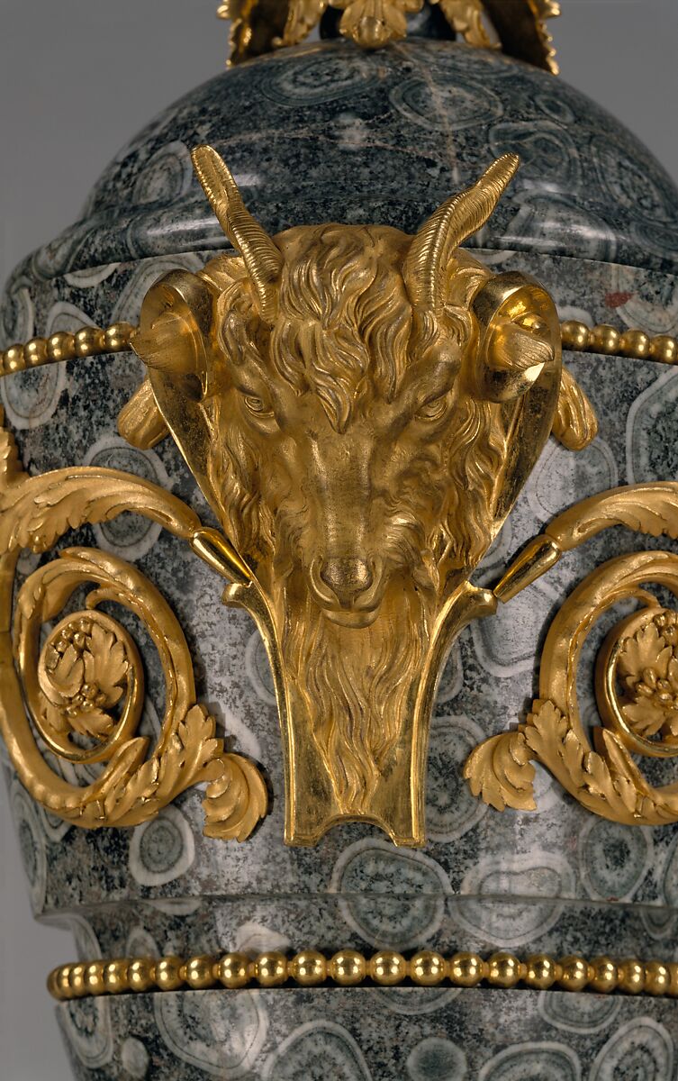 Pair of vases, Orbicular diorite, gilt bronze, possibly Russian, St. Petersburg with French mounts