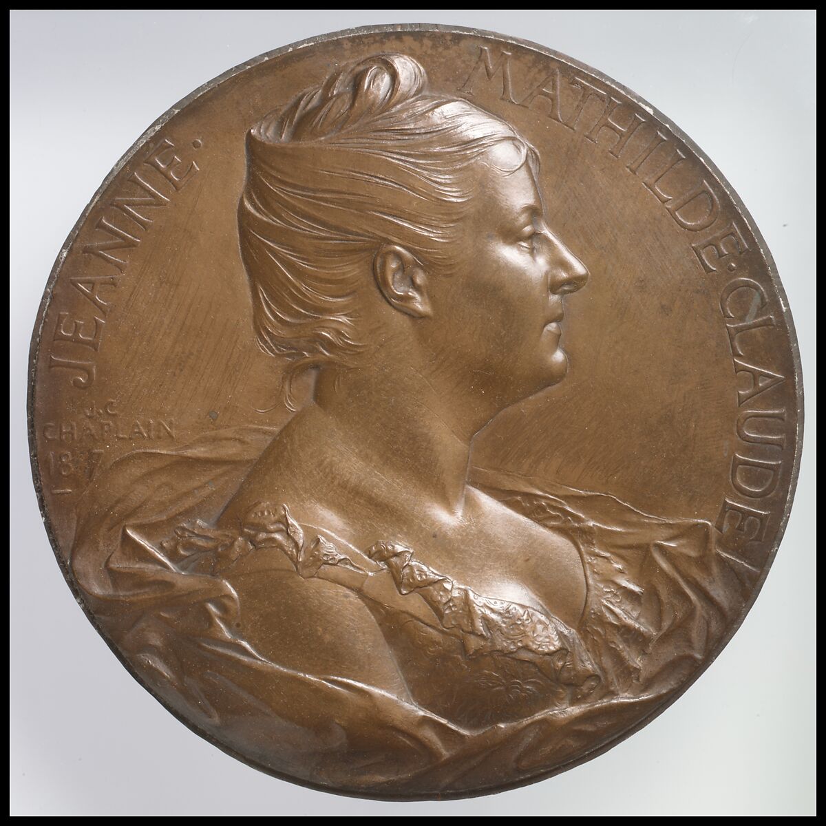 Madame Jeanne-Mathilde Claude, Medalist: Jules-Clément Chaplain (French, Mortagne, Orne 1839–1909 Paris), Electroformed copper, French, Paris 