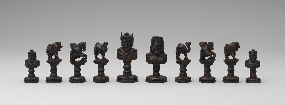 Chessmen (32), Wood, Indian