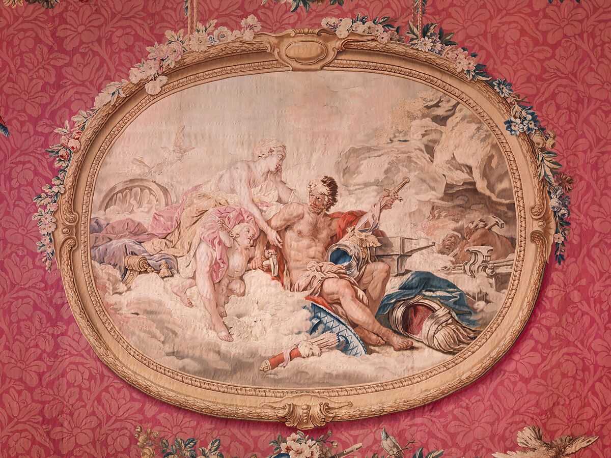 Tapestry Room from Croome Court, Room after a design by Robert Adam (British, Kirkcaldy, Scotland 1728–1792 London), Plaster, pine, mahogany, bronze-gilt, marble, lapis lazuli, steel; wool and silk (22-24 warps per inch, 9-10 per centimeter), British, Worcestershire with French, Paris (Gobelins) tapestry