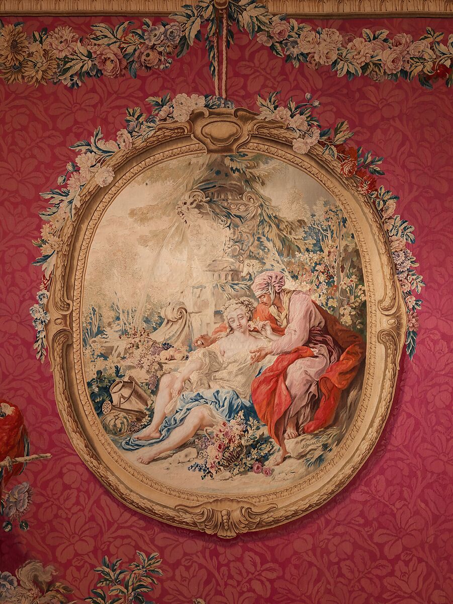 Tapestry Room from Croome Court, Room after a design by Robert Adam (British, Kirkcaldy, Scotland 1728–1792 London), Plaster, pine, mahogany, bronze-gilt, marble, lapis lazuli, steel; wool and silk (22-24 warps per inch, 9-10 per centimeter), British, Worcestershire with French, Paris (Gobelins) tapestry