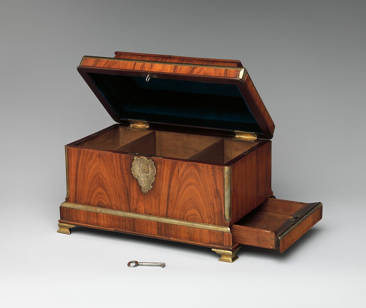 Tea chest, Abraham Roentgen (German, 1711–1793), Oak, cedar, veneered with rosewood; brass, iron, and steel, German, Neuwied am Rhein
