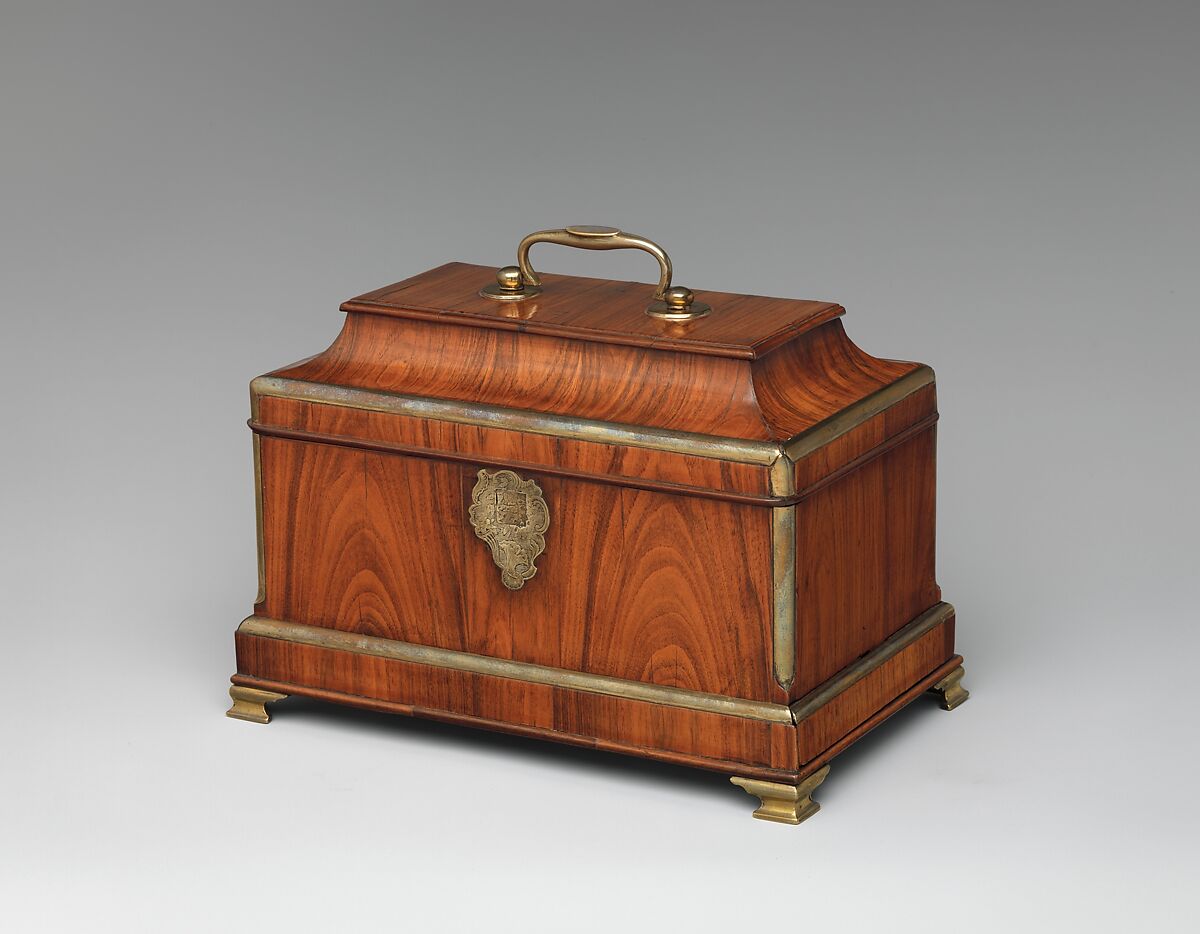 Tea chest, Abraham Roentgen (German, 1711–1793), Oak, cedar, veneered with rosewood; brass, iron, and steel, German, Neuwied am Rhein