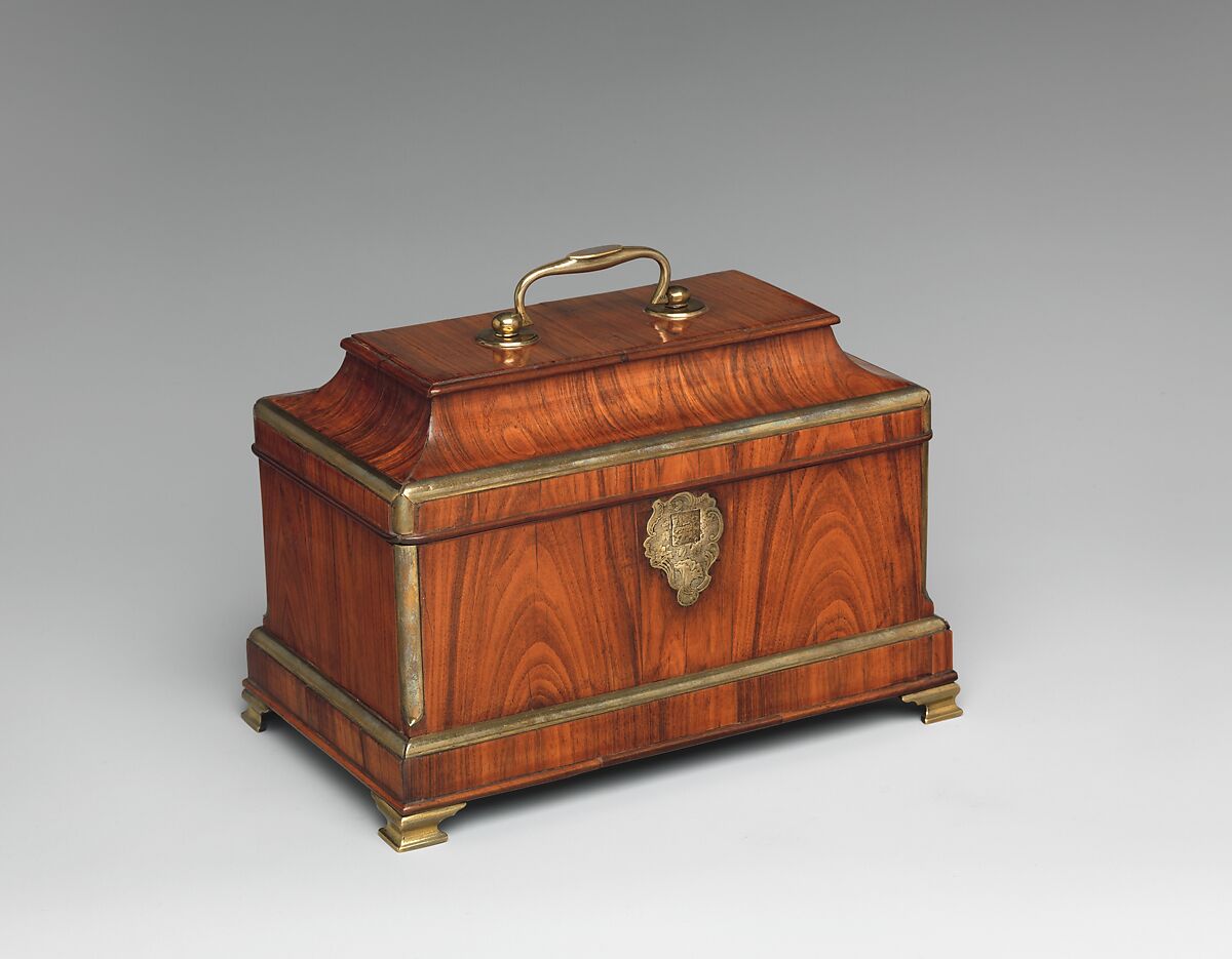 Tea chest, Abraham Roentgen  German, Oak, cedar, veneered with rosewood; brass, iron, and steel, German, Neuwied am Rhein