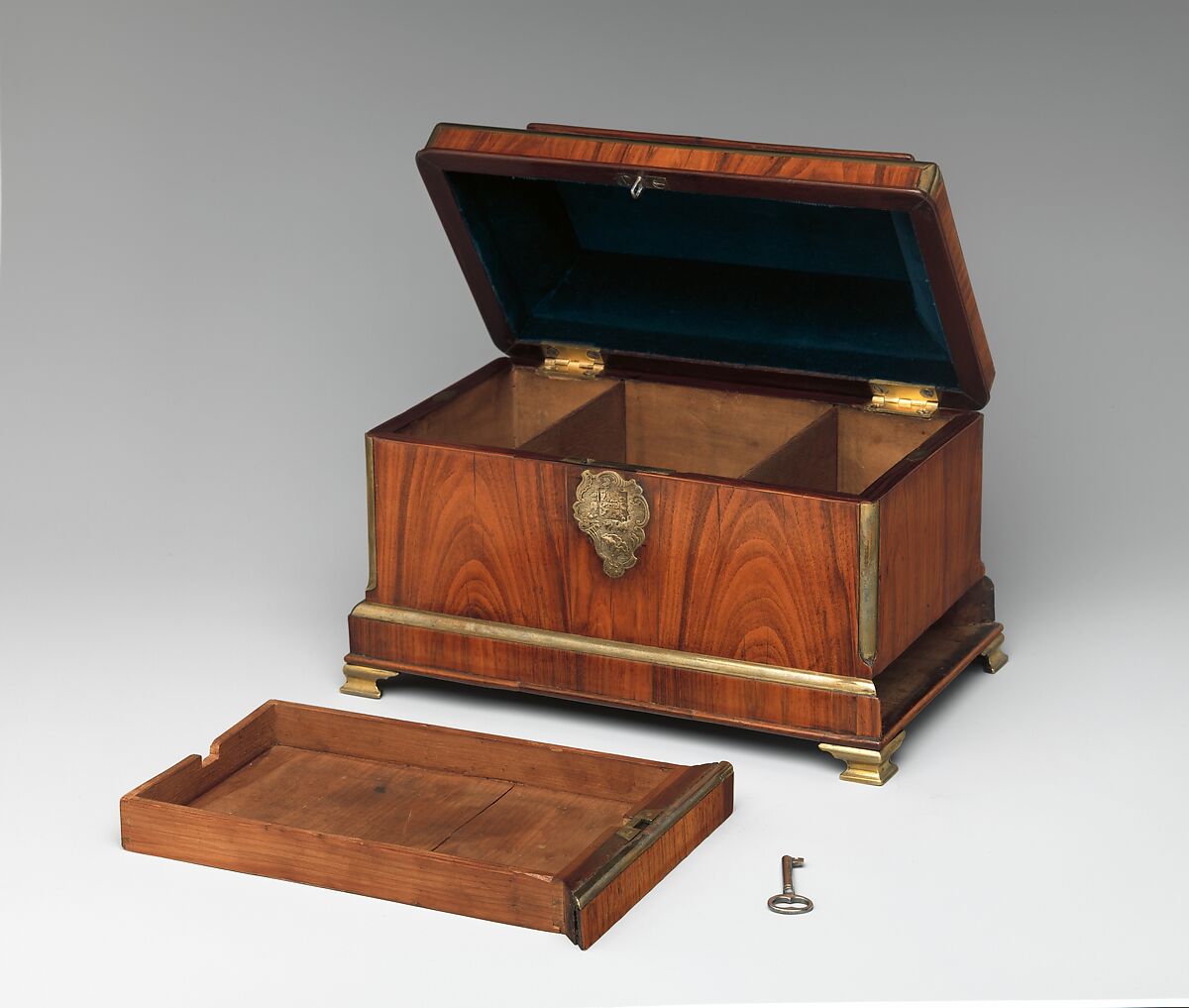 Tea chest, Abraham Roentgen (German, 1711–1793), Oak, cedar, veneered with rosewood; brass, iron, and steel, German, Neuwied am Rhein