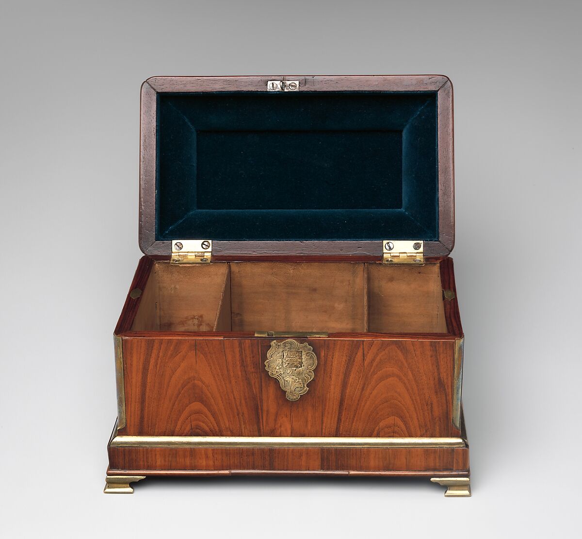 Tea chest, Abraham Roentgen (German, 1711–1793), Oak, cedar, veneered with rosewood; brass, iron, and steel, German, Neuwied am Rhein