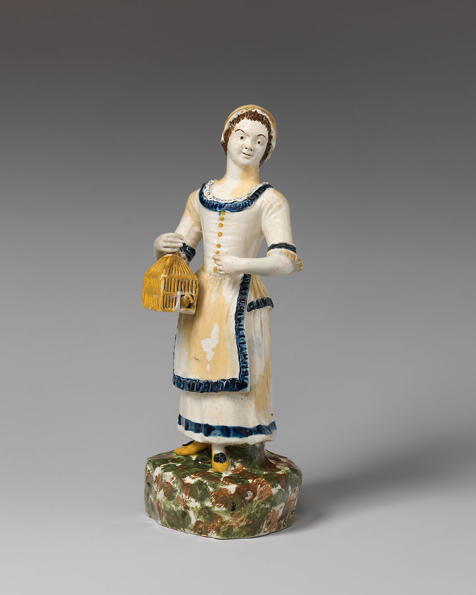 Girl (one of a pair), Lead-glazed earthenware, British, Staffordshire 