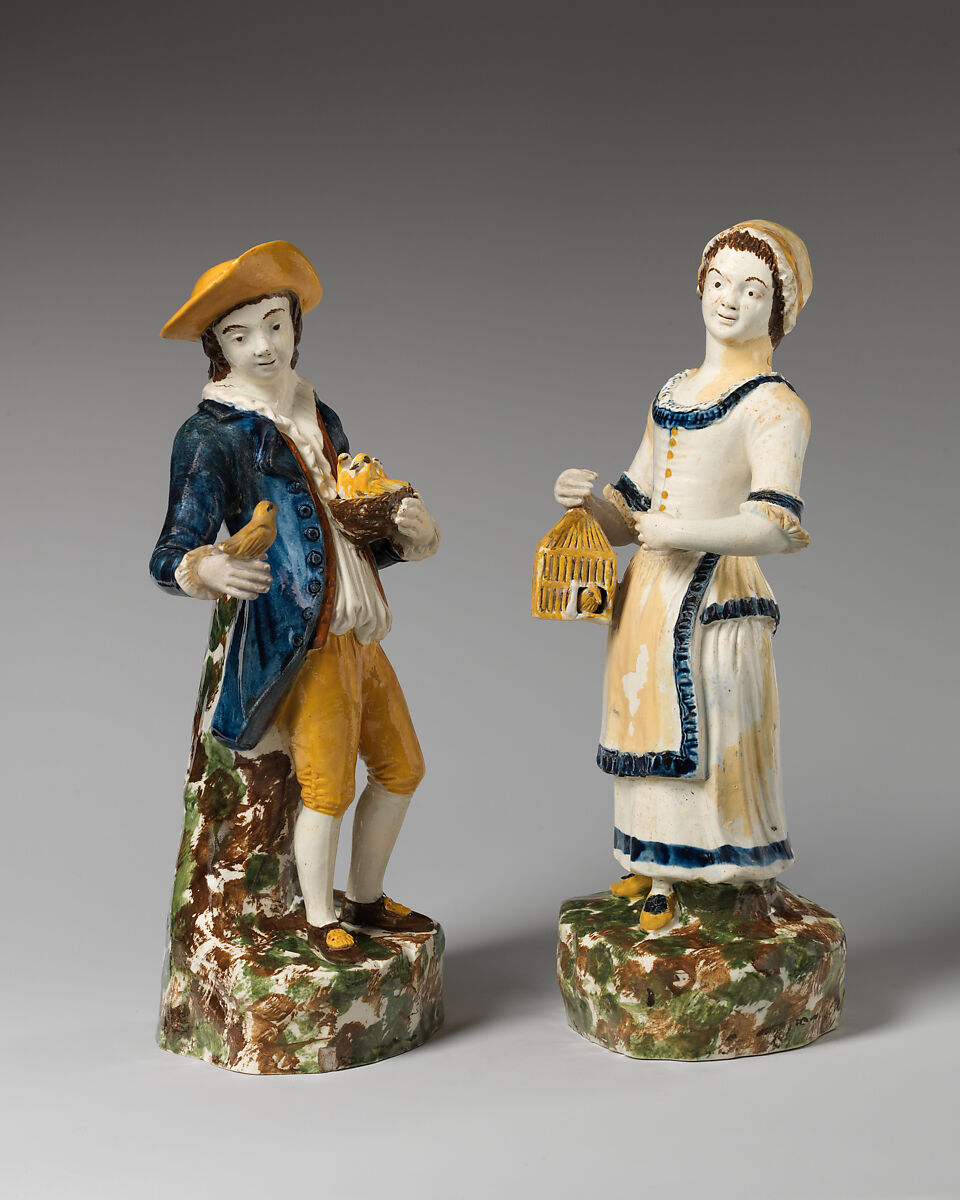 Girl (one of a pair), Lead-glazed earthenware, British, Staffordshire