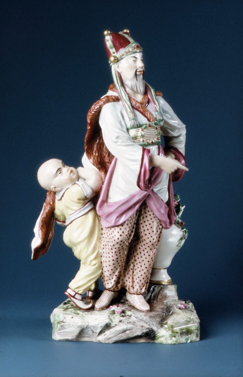 Chinese emperor and attendant, Ludwigsburg Porcelain Manufactory (German, 1758–1824), Hard-paste porcelain, German, Ludwigsburg 