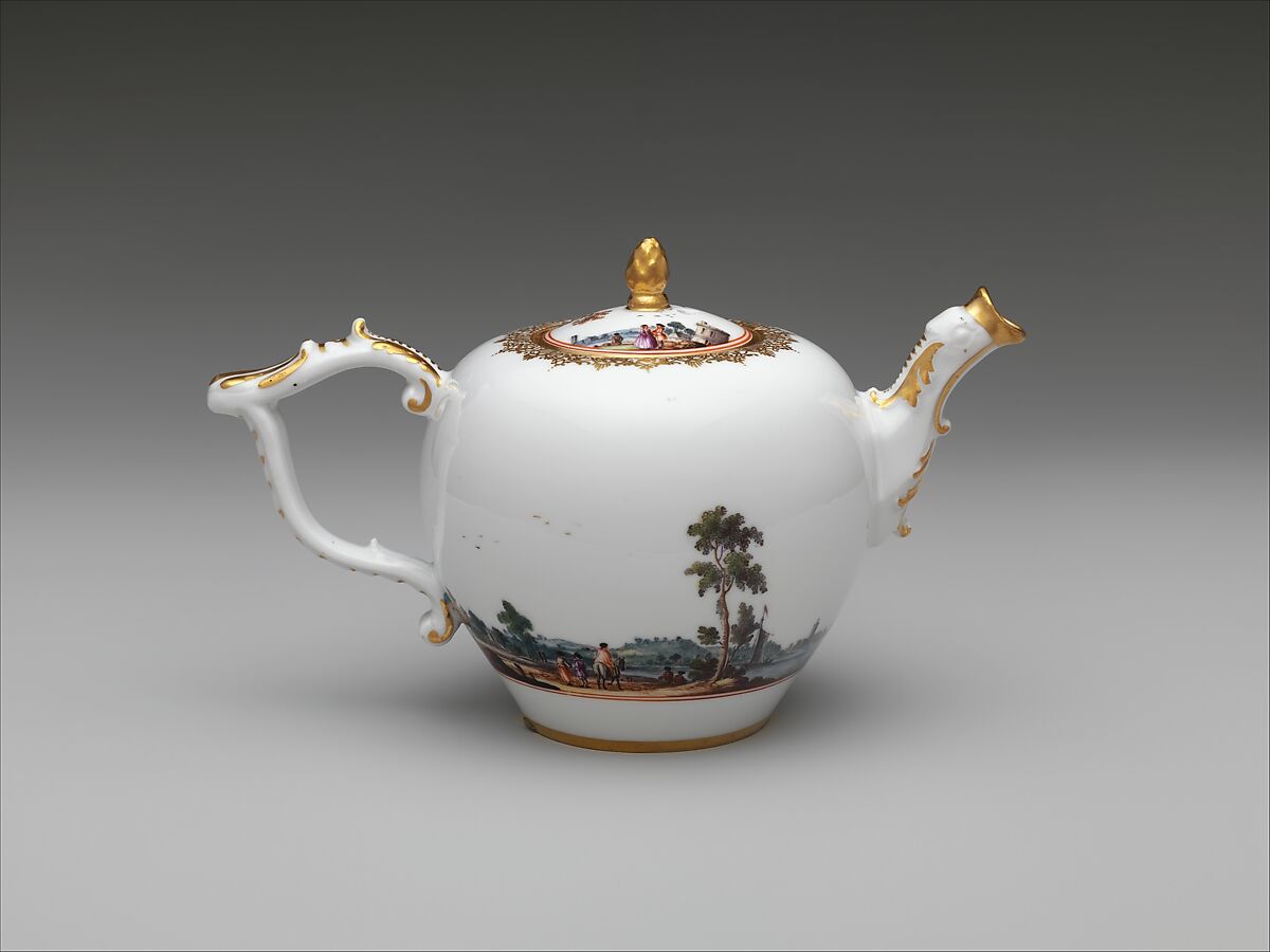 Teapot (part of a service), Meissen Manufactory (German, 1710–present), Hard-paste porcelain, German, Meissen
