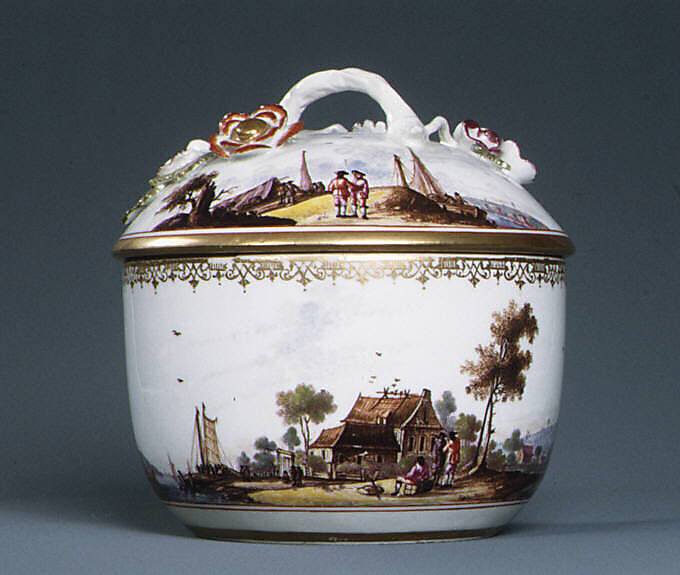 Sugar bowl with cover (part of a service), Meissen Manufactory (German, 1710–present), Hard-paste porcelain, German, Meissen 