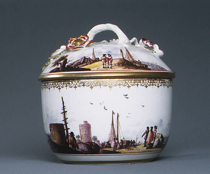 Sugar bowl with cover (part of a service), Meissen Manufactory (German, 1710–present), Hard-paste porcelain, German, Meissen