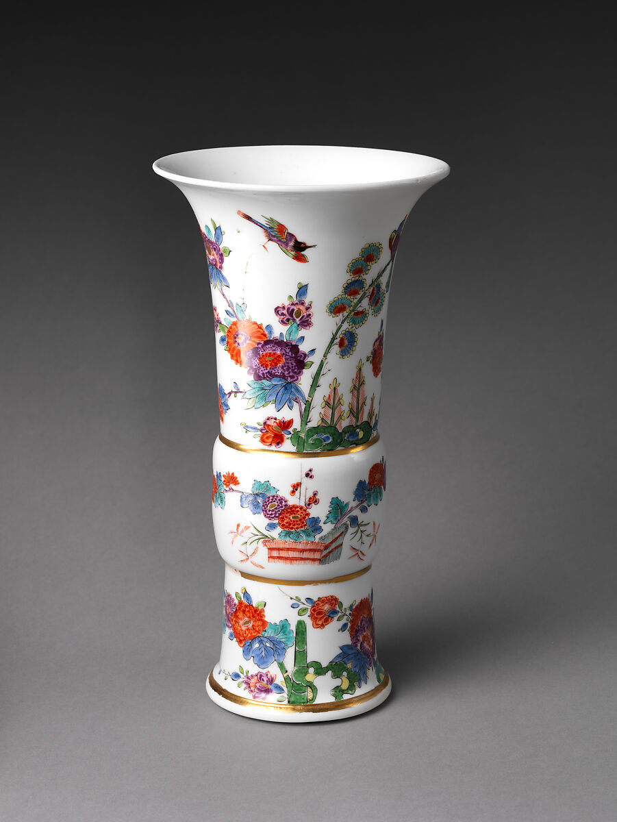 Vase with flowers and birds (one of a pair), Meissen Manufactory (German, 1710–present), Hard-paste porcelain painted with colored enamels under transparent glaze, German, Meissen 