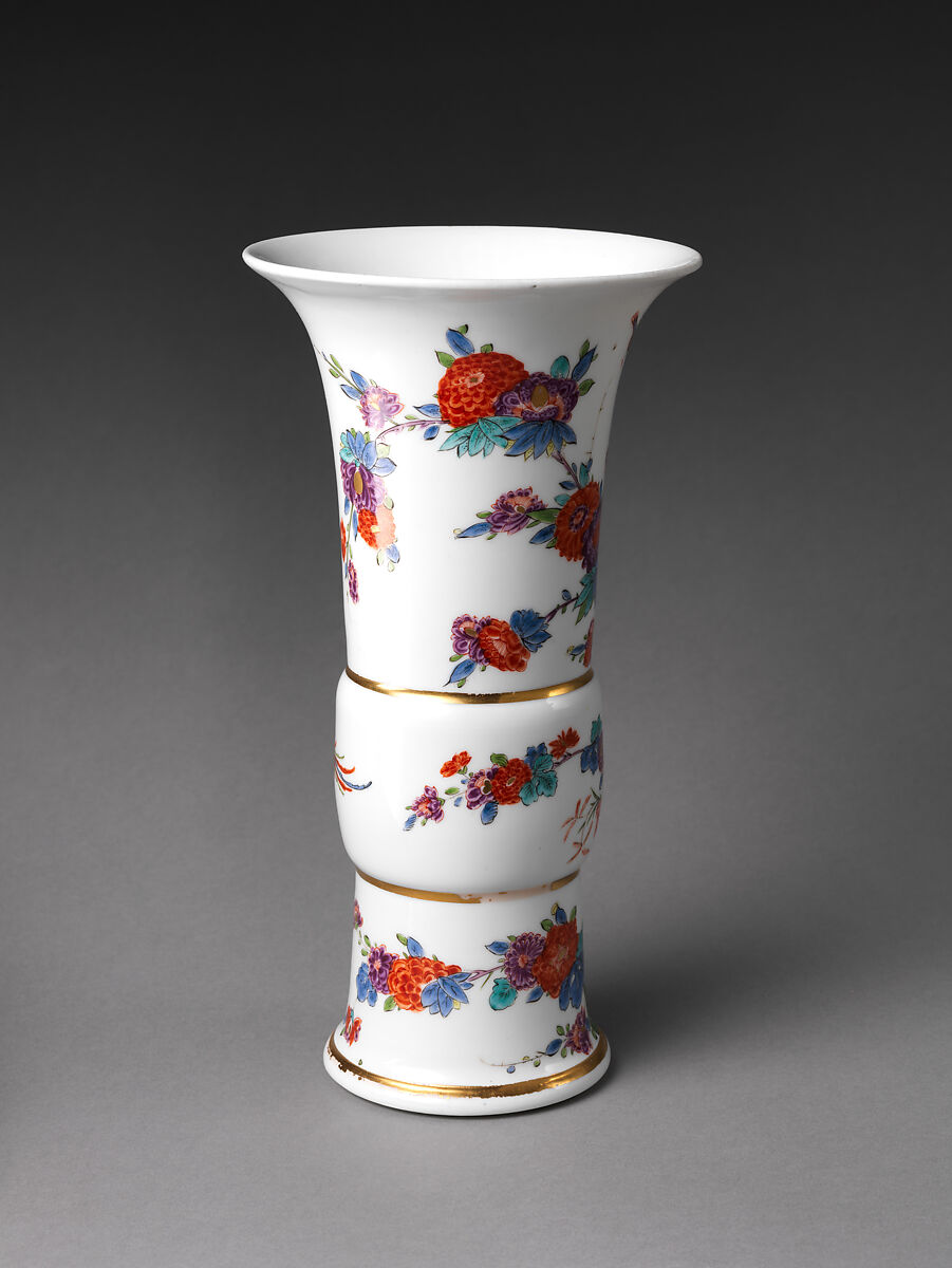 Vase with flowers and birds (one of a pair), Meissen Manufactory (German, 1710–present), Hard-paste porcelain painted with colored enamels under transparent glaze, German, Meissen