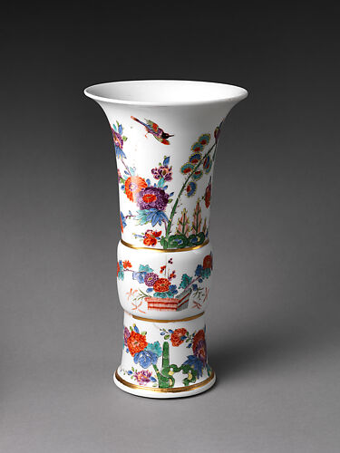 Vase with flowers and birds (one of a pair)