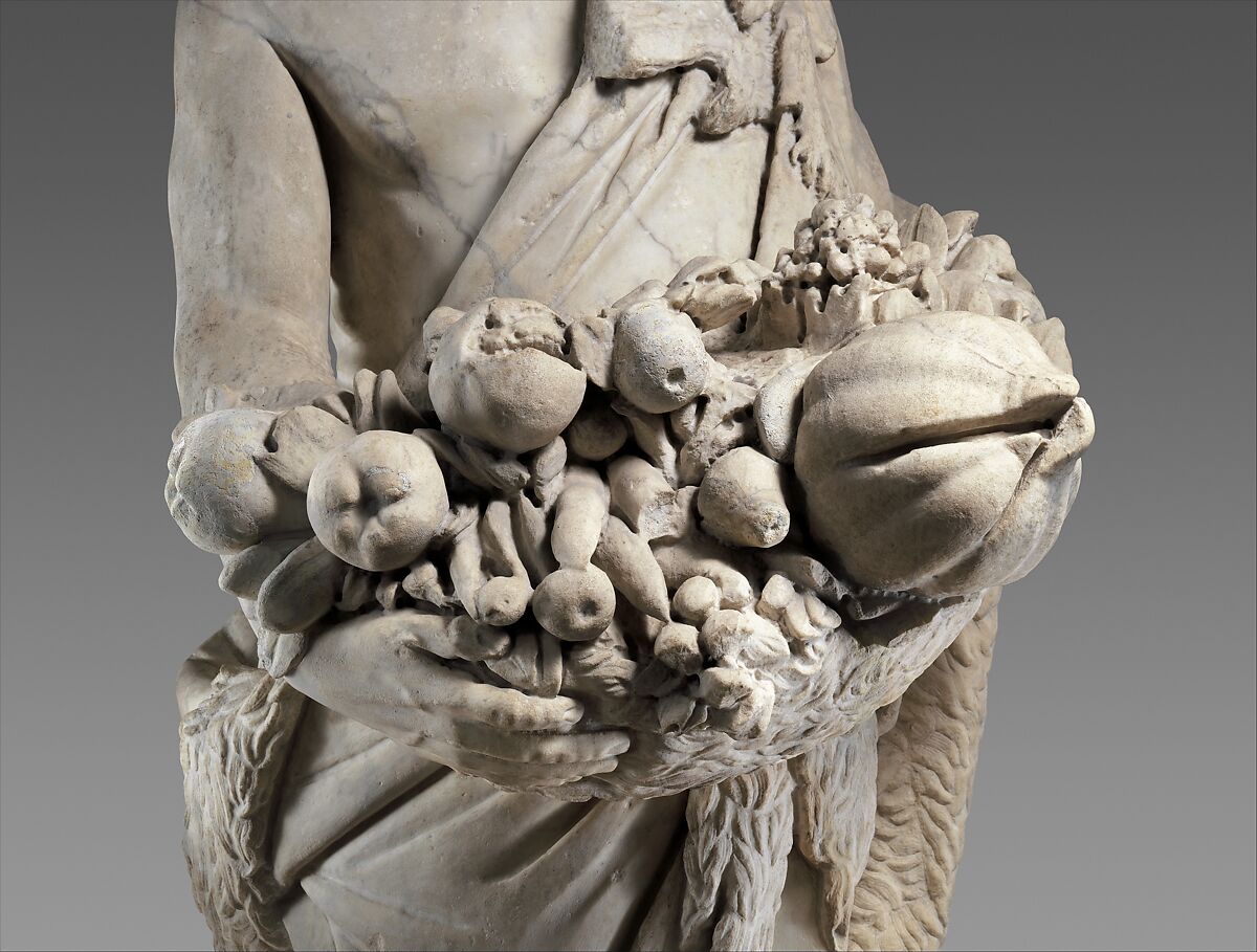 Autumn in the Guise of Priapus (one of a pair), Pietro Bernini (Italian, 1562–1629), Marble, Italian, Rome