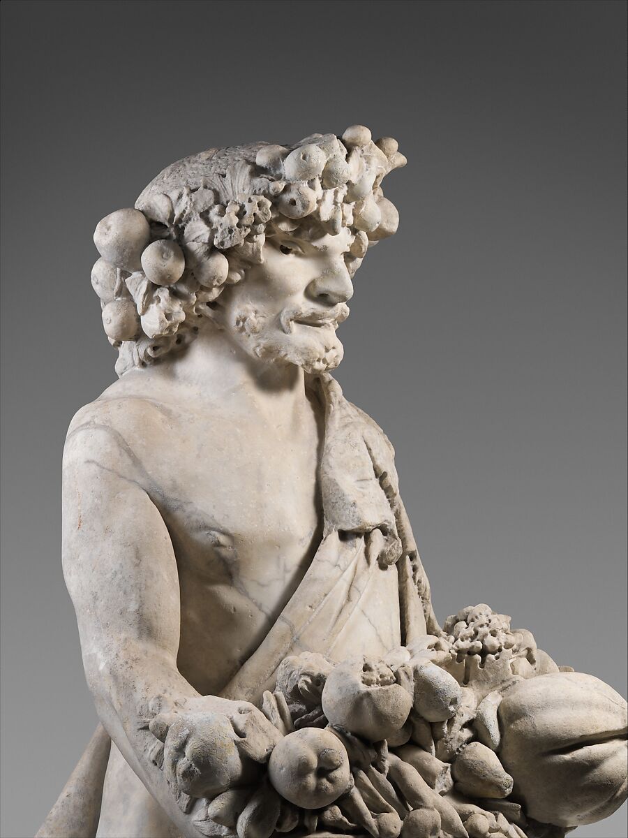 Autumn in the Guise of Priapus (one of a pair), Pietro Bernini (Italian, 1562–1629), Marble, Italian, Rome