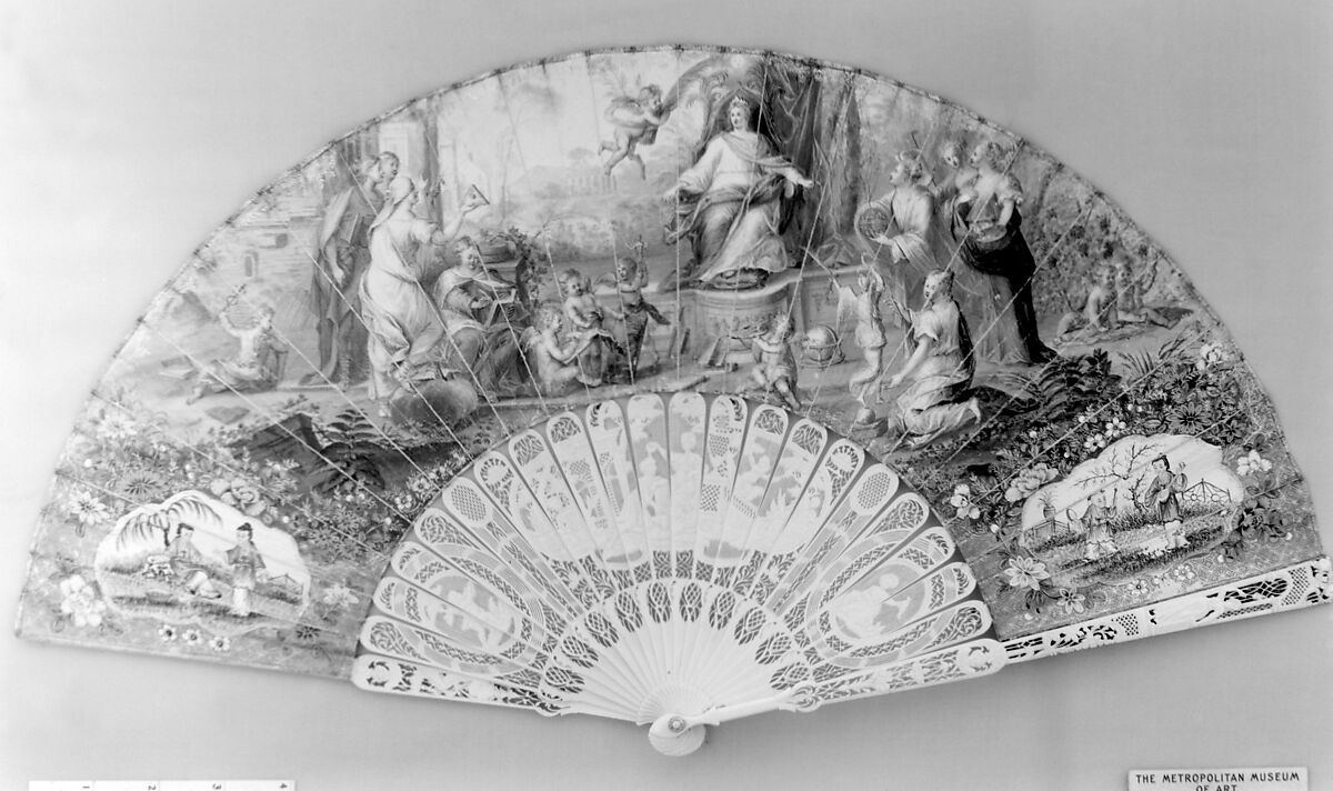 Fan, Silk, ivory, French 