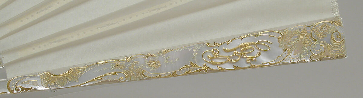 Fan, Fan leaf designed and painted by E. Prieur, Hand-painted silk; mother-of-pearl, metal gilt, French