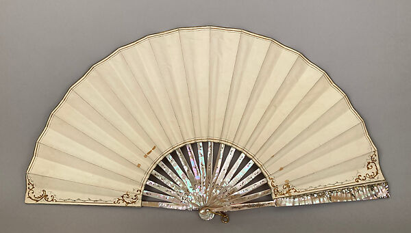 Fan, Jules Donzel, fils (French, 1865 – 1927), Opaque watercolor on parchment; shell, French