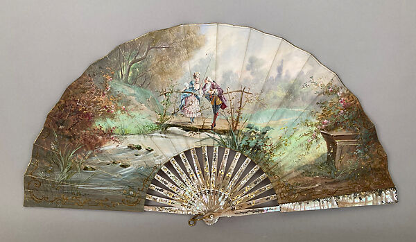 Fan, J.  Donzel fils, Painted parchment, shell, French 