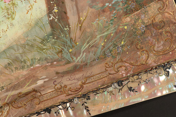 Fan, Jules Donzel, fils (French, 1865 – 1927), Opaque watercolor on parchment; shell, French