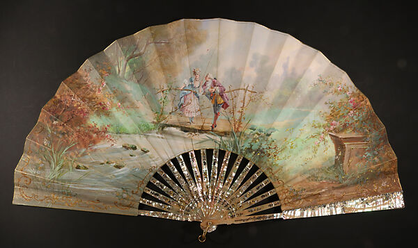 Fan, Jules Donzel, fils (French, 1865 – 1927), Opaque watercolor on parchment; shell, French