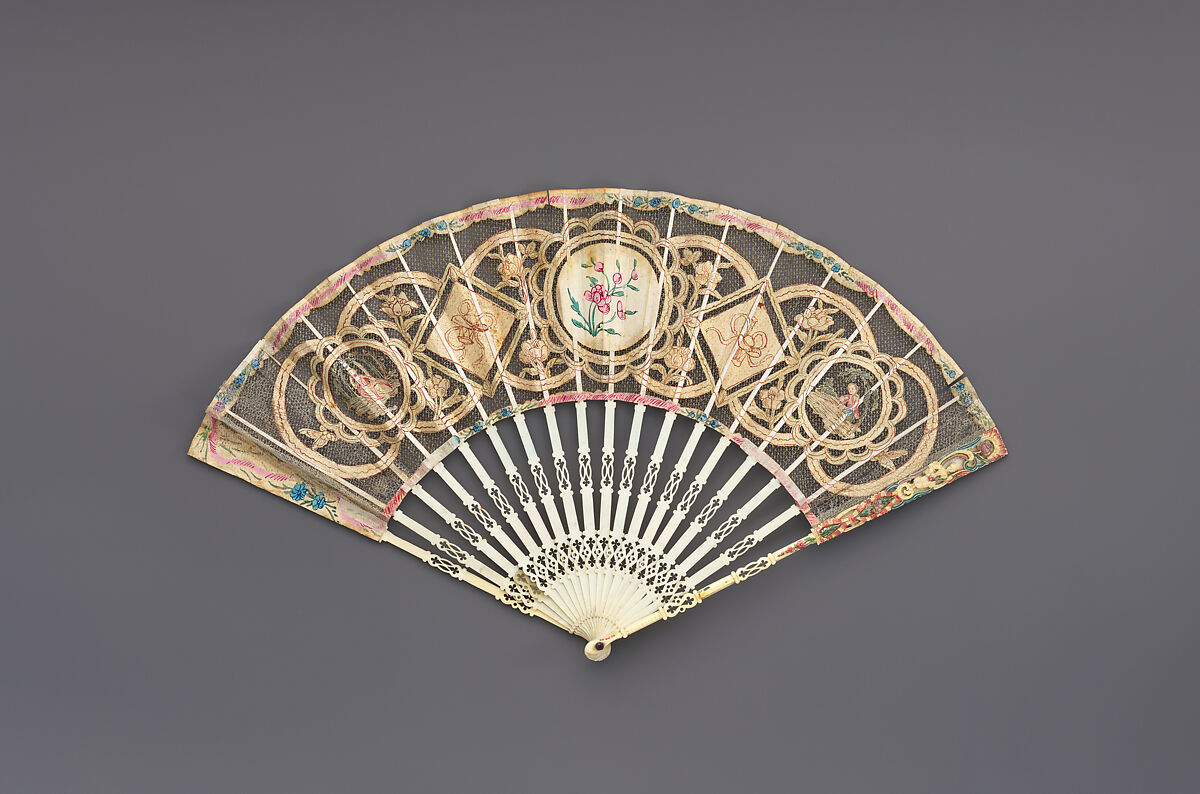 Fan, Paper, paint, ivory, net, German