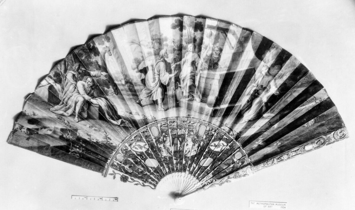 Fan, Skin, ivory, French or Italian 