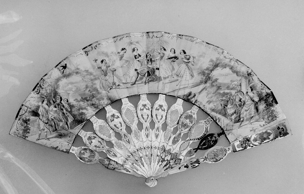 Fan, Bertrand (French, active 19th century), Paper, mother-of-pearl, gilt, French 