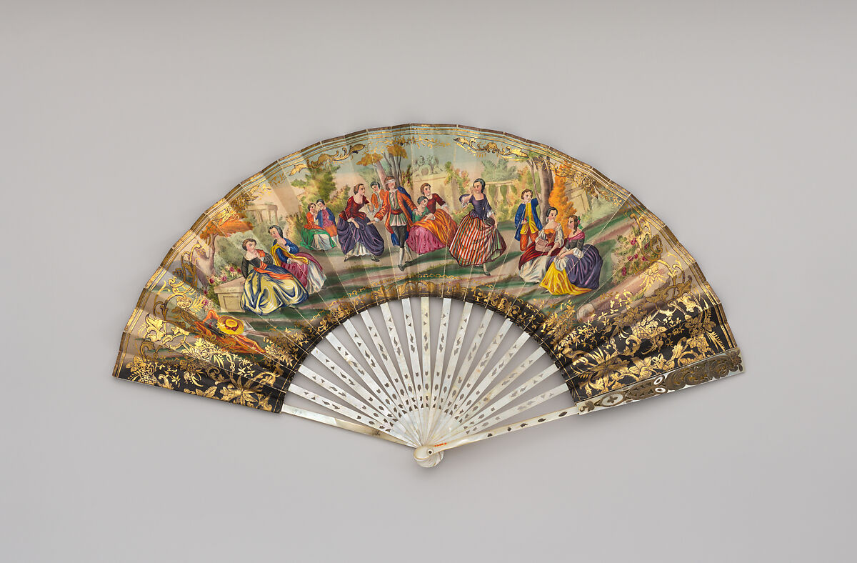 Fan, R. Mateu, Paper, gilt, mother-of-pearl, probably French