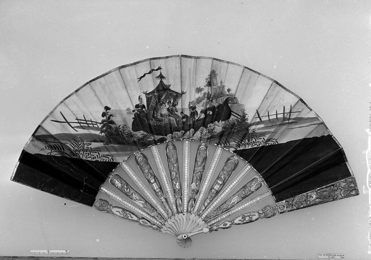 Fan, Engraved by François Houiste (born 1794), Ivory, paper, French 