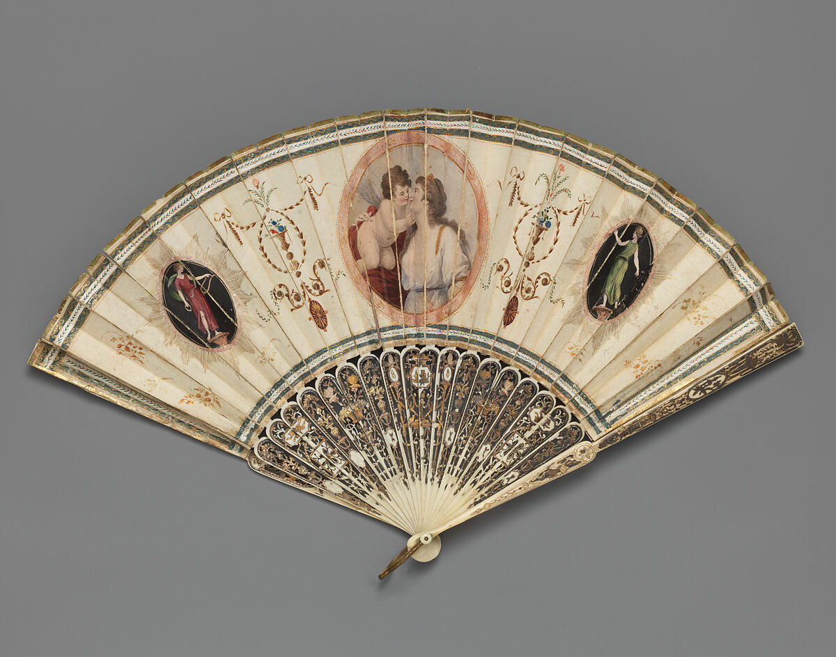 Fan, Ivory and paper, British 