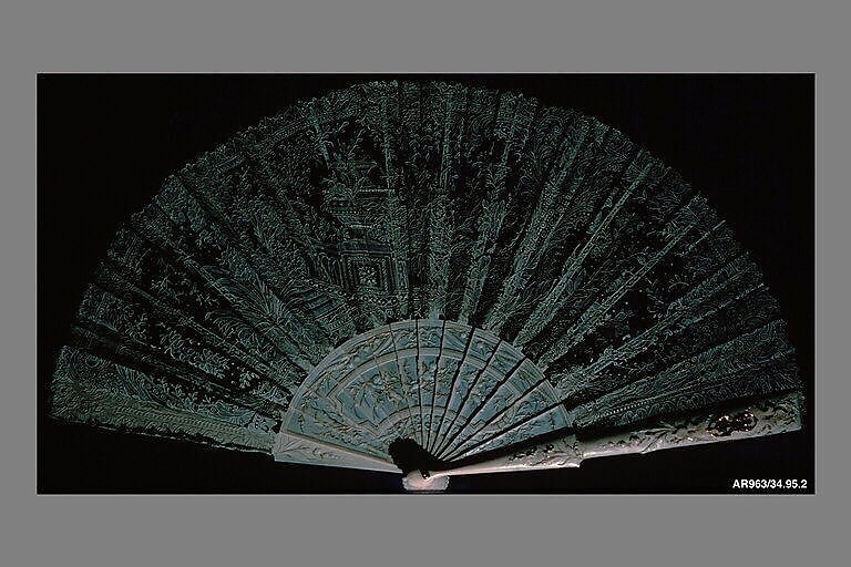 Fan, Lace and ivory, Belgian, Brussels 