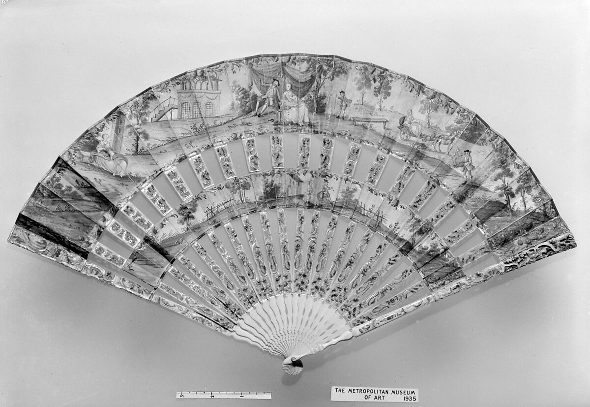 Fan, Paper, ivory, paint, French 