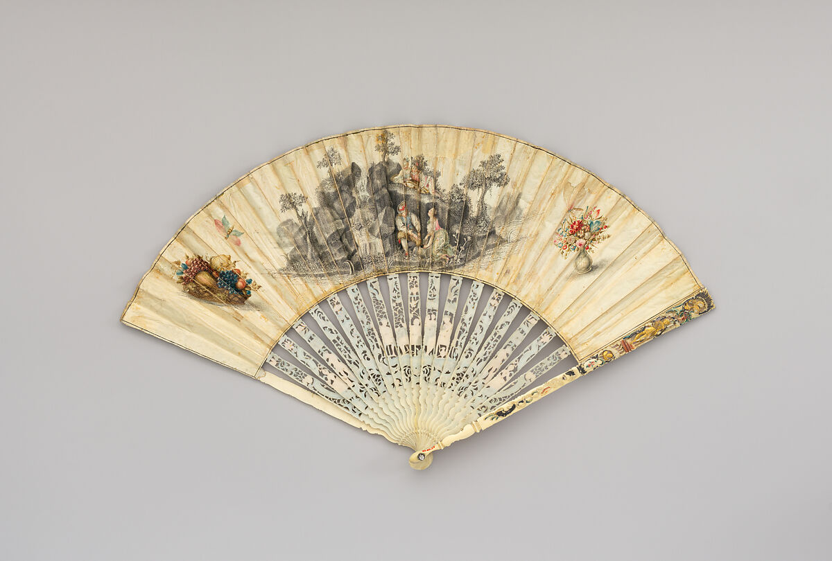 Fan, Chicken skin, ivory., Flemish