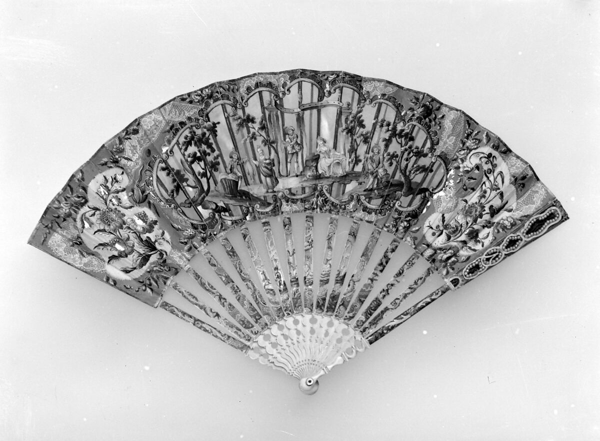 Fan, Paper, ivory, and mother-of-pearl, Dutch 